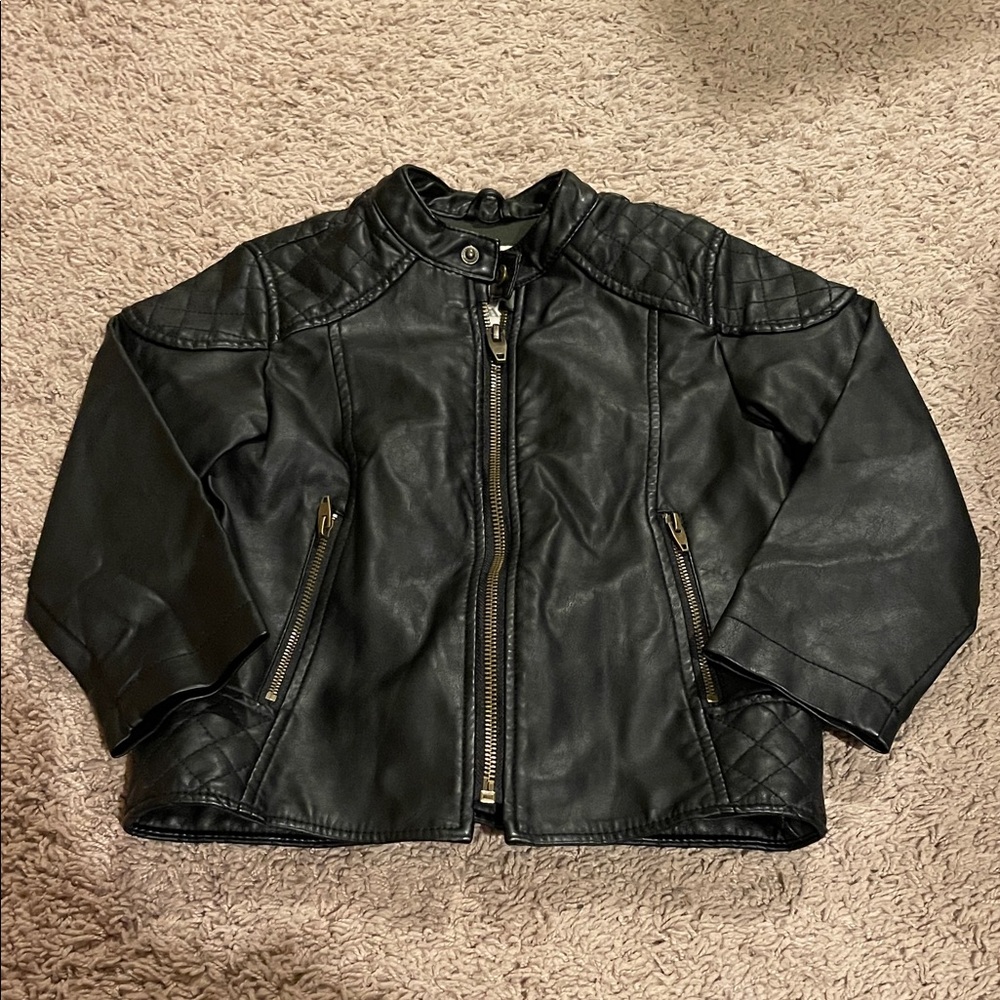 Zara Kids Black Faux Leather Jacket